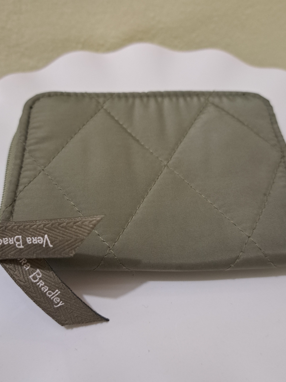 Vera Bradley Quilted Zip Wallet in Olive Green